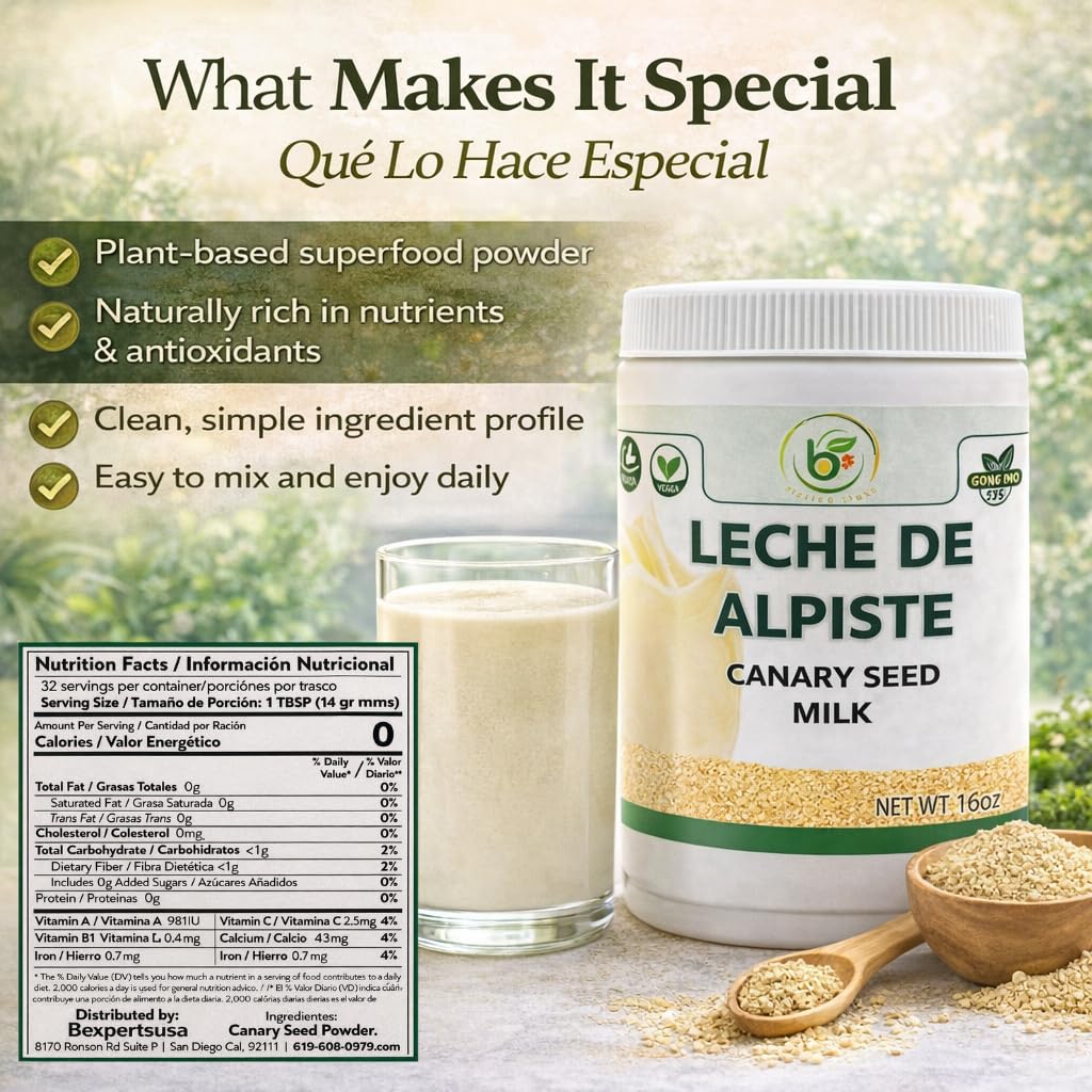 Leche de Alpiste POLVO (16oz) Canary Seed Milk/ 100% Powder Natural Suplemento Alimenticio