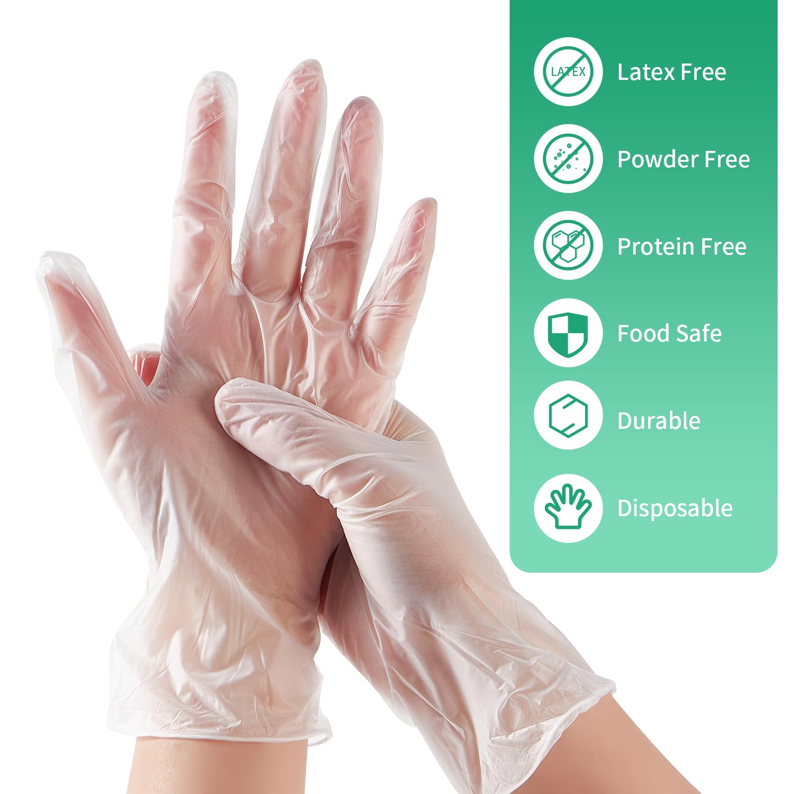 DealbyBox Medium Clear Vinyl Gloves (1000 Count) | Latex-Free & Powder-Free Disposable Gloves | Food Safe PVC Gloves for Cooking, Cleaning & Food
