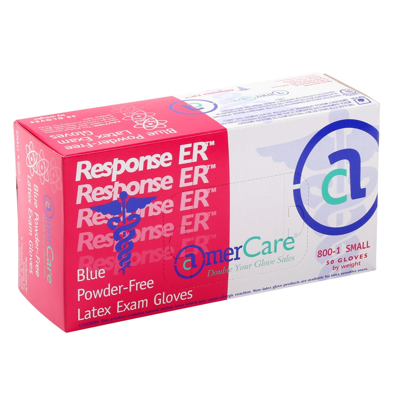 AmerCare Response ER Powder Free Latex Exam Gloves for Medical Professionals, Small, Case of 500