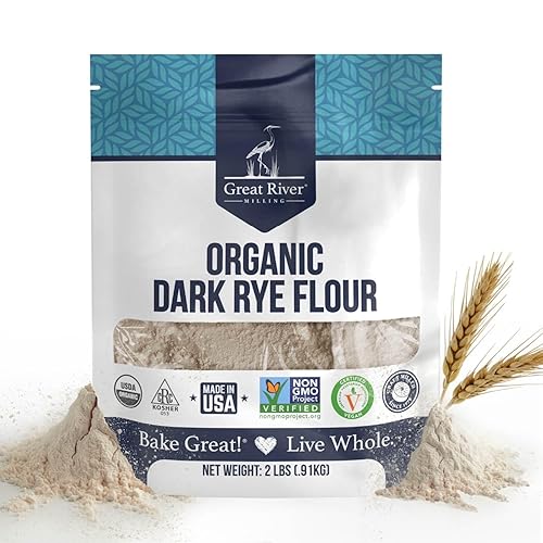 Great River Milling Organic Dark Rye Flour | Whole Grain, Non-GMO, Kosher, Unbromated | Earthy Flavor for Rye Bread, Sourdough Starter, Bagels
