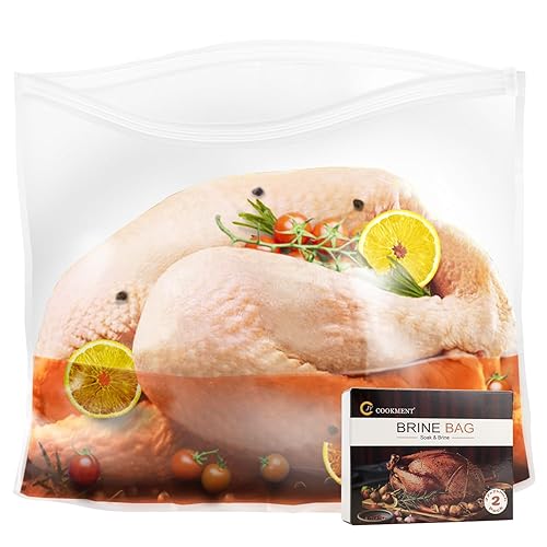 Brining Bags for Turkey, 2 Packs Extra Large Turkey Brine Bag with 2 Cotton Strings, Thickened Double Zip-lock Seal Brine Bags for Turkey, Chicken