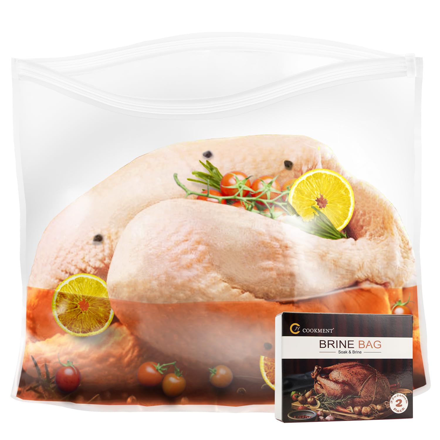 Brining Bags for Turkey, 2 Packs Extra Large Turkey Brine Bag with 2 Cotton Strings, Thickened Double Zip-lock Seal Brine Bags for Turkey, Chicken