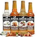 Syruvia Coffee Syrup Variety Pack Vanilla, Caramel, Hazelnut & Salted Caramel Kosher, 25.4 fl oz bottles - Elevate Your Coffee Experience!