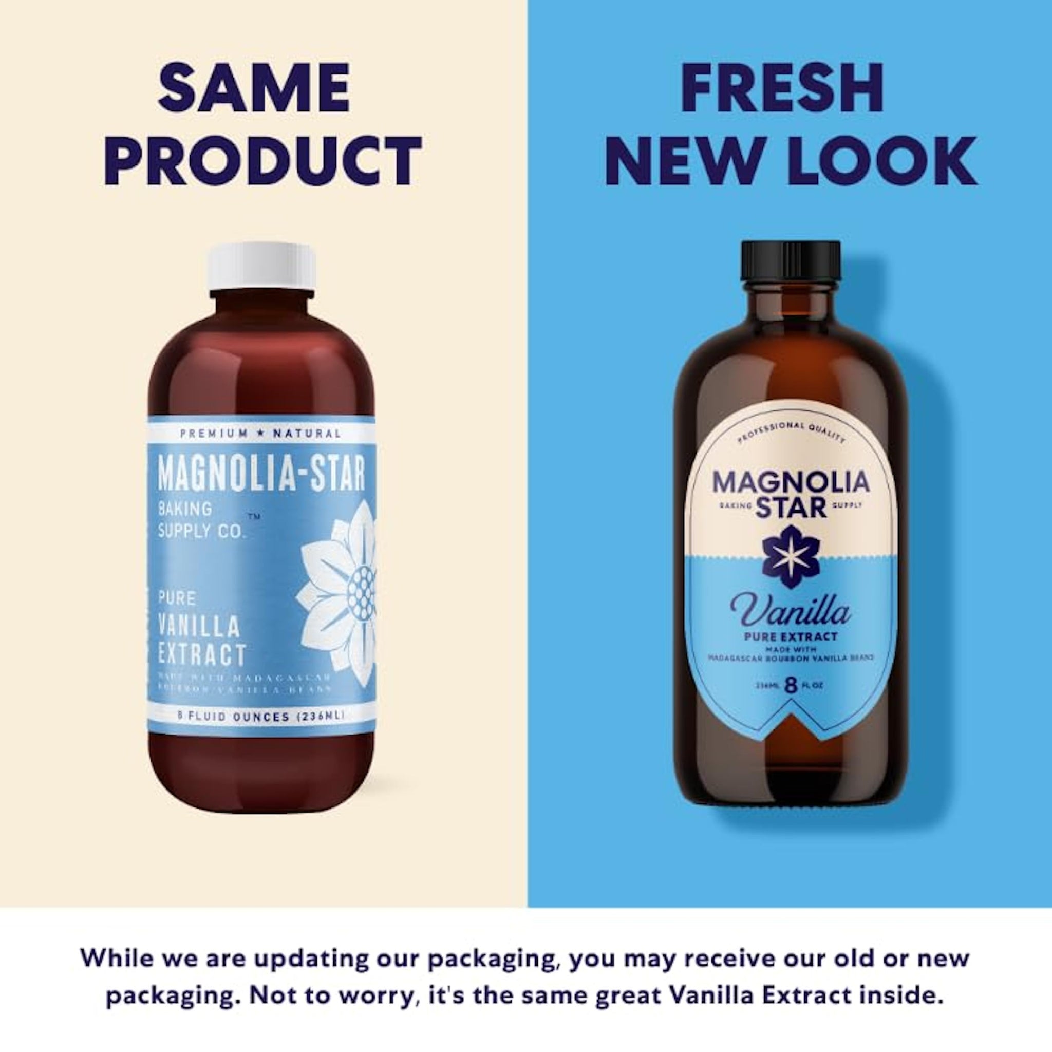 Magnolia-Star Pure Vanilla Extract, 16 oz., Made from Hand-Selected Madagascar Bourbon Beans, Non-GMO and Gluten-Free Baking Vanilla (8oz. Bottles, 2