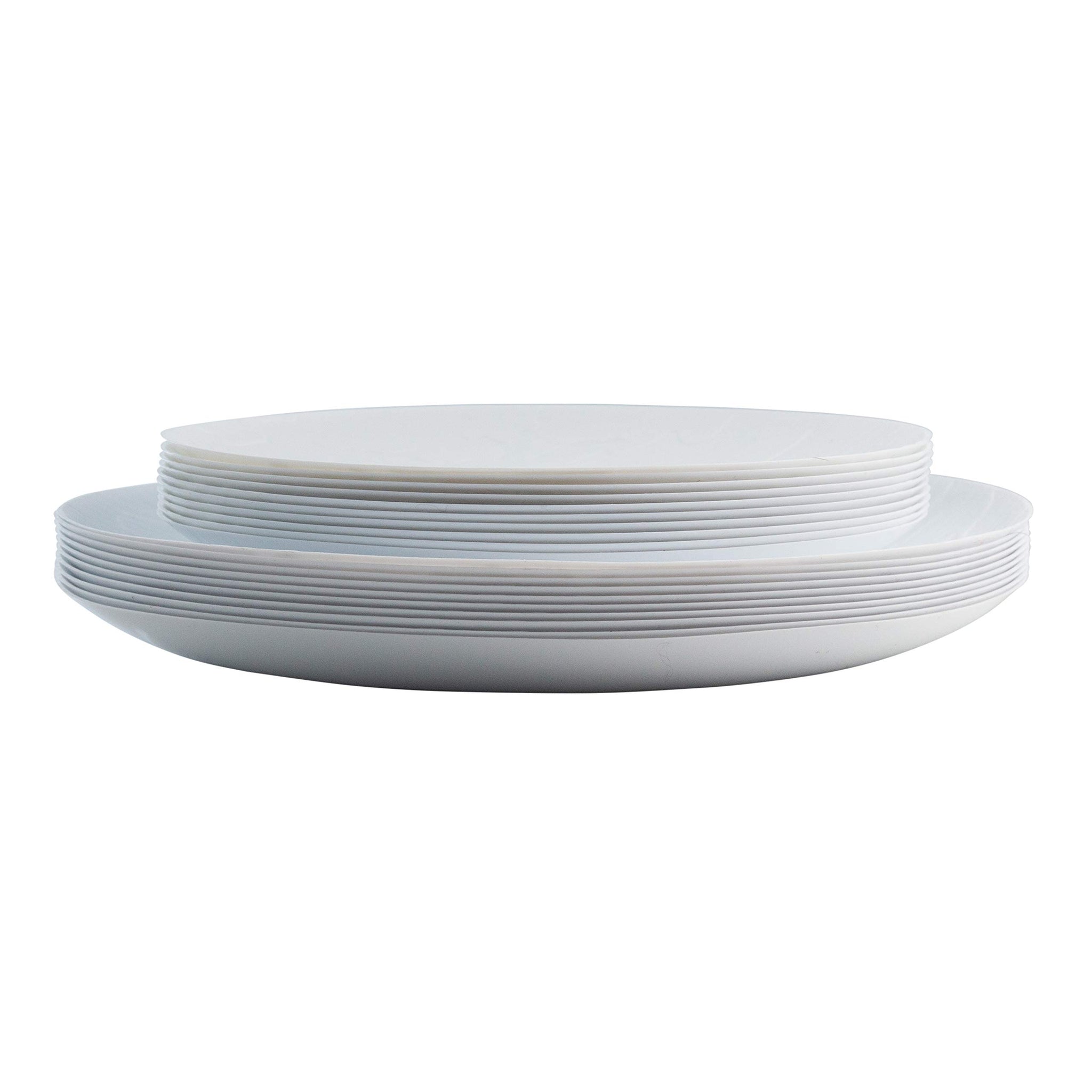 Posh Setting White Plastic Plates Disposable Plastic Wood Pattern Dinnerware (Includes 20 Dinner Plates and 20 Salad Plates) Elegant Disposable