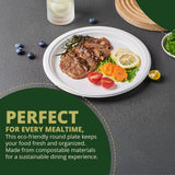 Naturawave Essentials 100% Compostable Paper Plates, Heavy Duty Disposable Plates [50-Pack] 10 Inch Plates - Eco-Friendly, Biodegradable Sugarcane