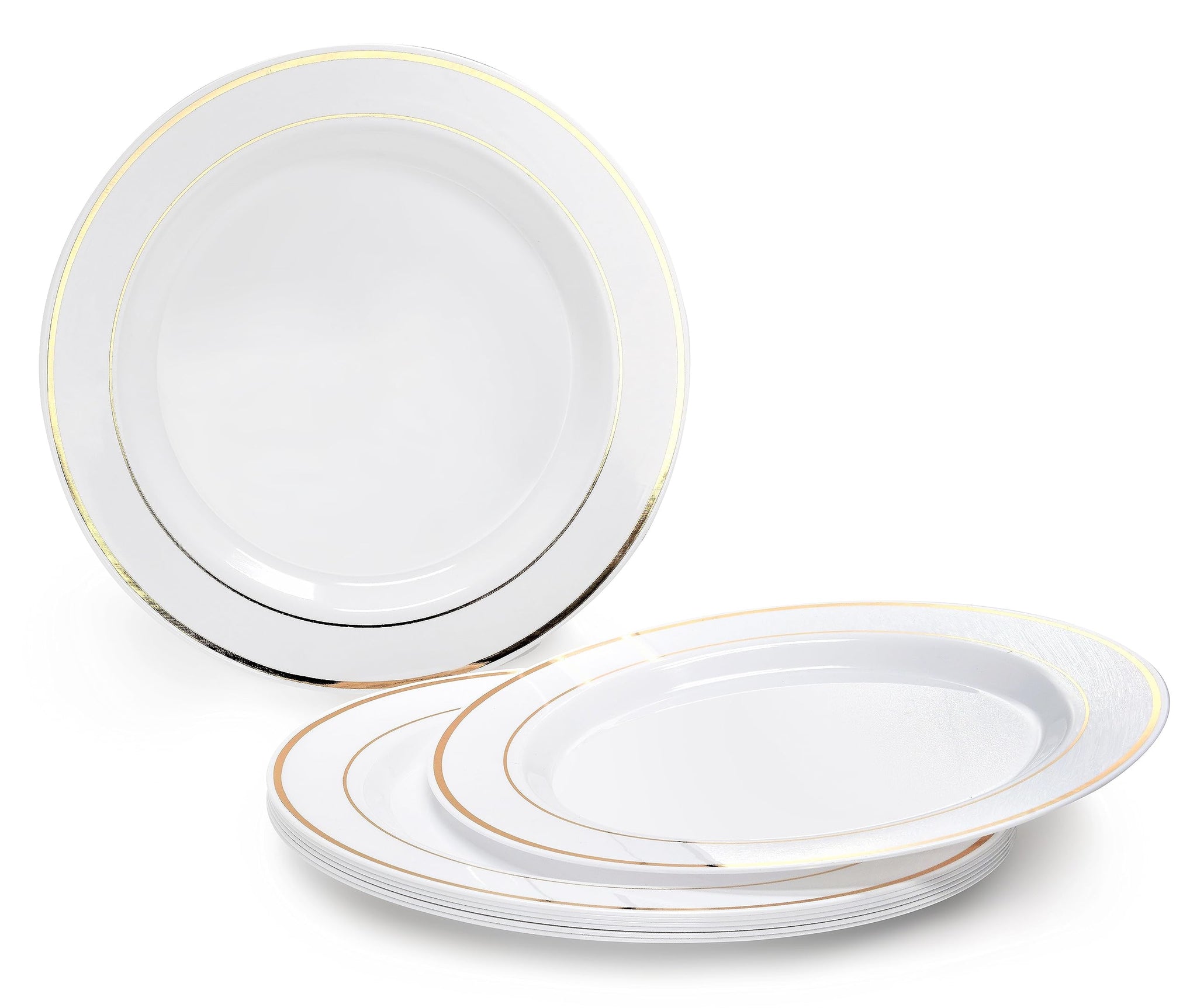 " OCCASIONS " 50 Plates Pack (25 Guests)-Heavyweight Wedding Party Disposable Plastic Plate Set -25 x 10.5'' Dinner + 25 x 7.5'' Salad/Dessert plates