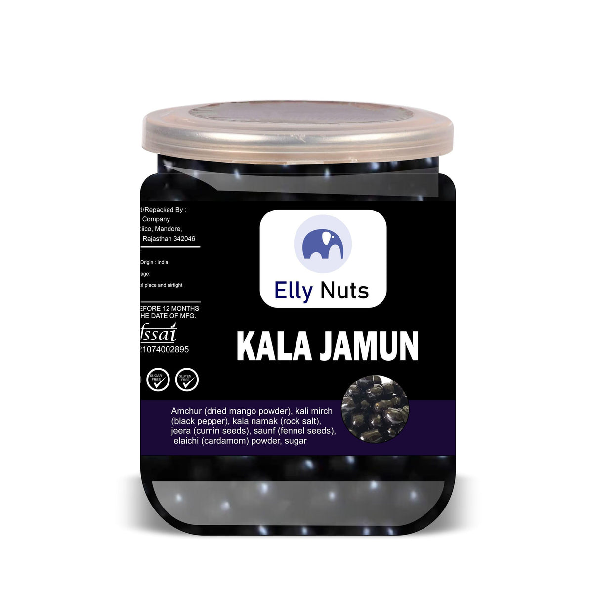 ELLY NUTS Kala Jamun 300 Gram Airtight Container