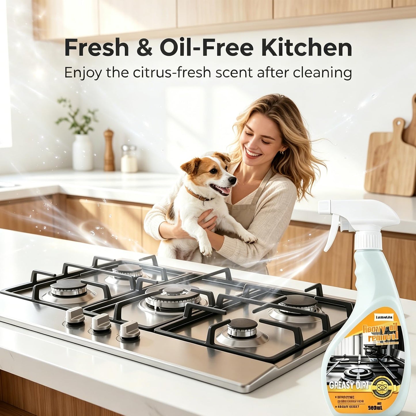 Powerful Grease-Removing Spray - 500 Ml Foam Cleaner, Suitable for Range Hoods Glass Cooktops and Oven Racks | Suitable for Stainless Steel Granite