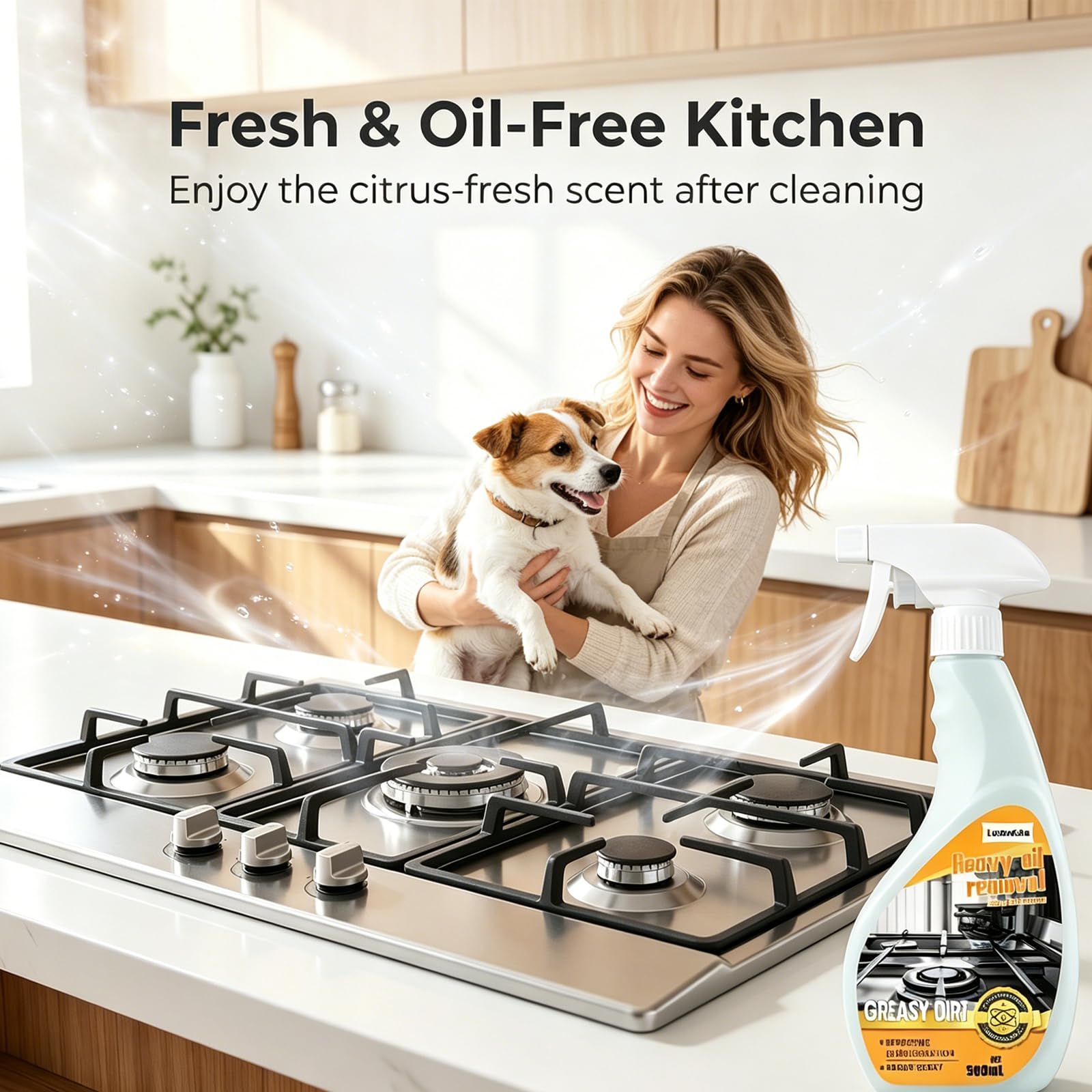 Powerful Grease-Removing Spray - 500 Ml Foam Cleaner, Suitable for Range Hoods Glass Cooktops and Oven Racks | Suitable for Stainless Steel Granite