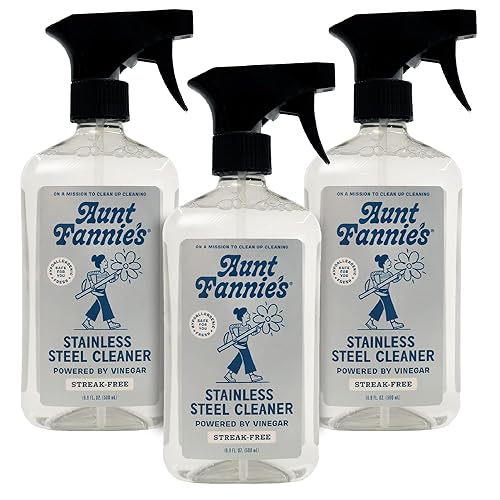 Aunt Fannie's Stainless Steel Spray Cleaner, Powered by Vinegar, Fingerprint and Residue Remover for Refrigerator, Dishwasher, Oven, Grill, Sink