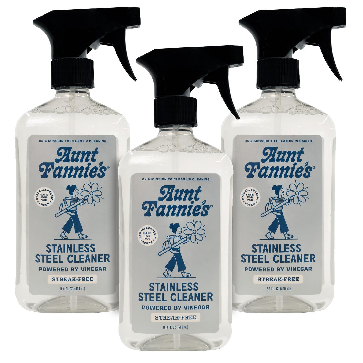 Aunt Fannie's Stainless Steel Spray Cleaner, Powered by Vinegar, Fingerprint and Residue Remover for Refrigerator, Dishwasher, Oven, Grill, Sink
