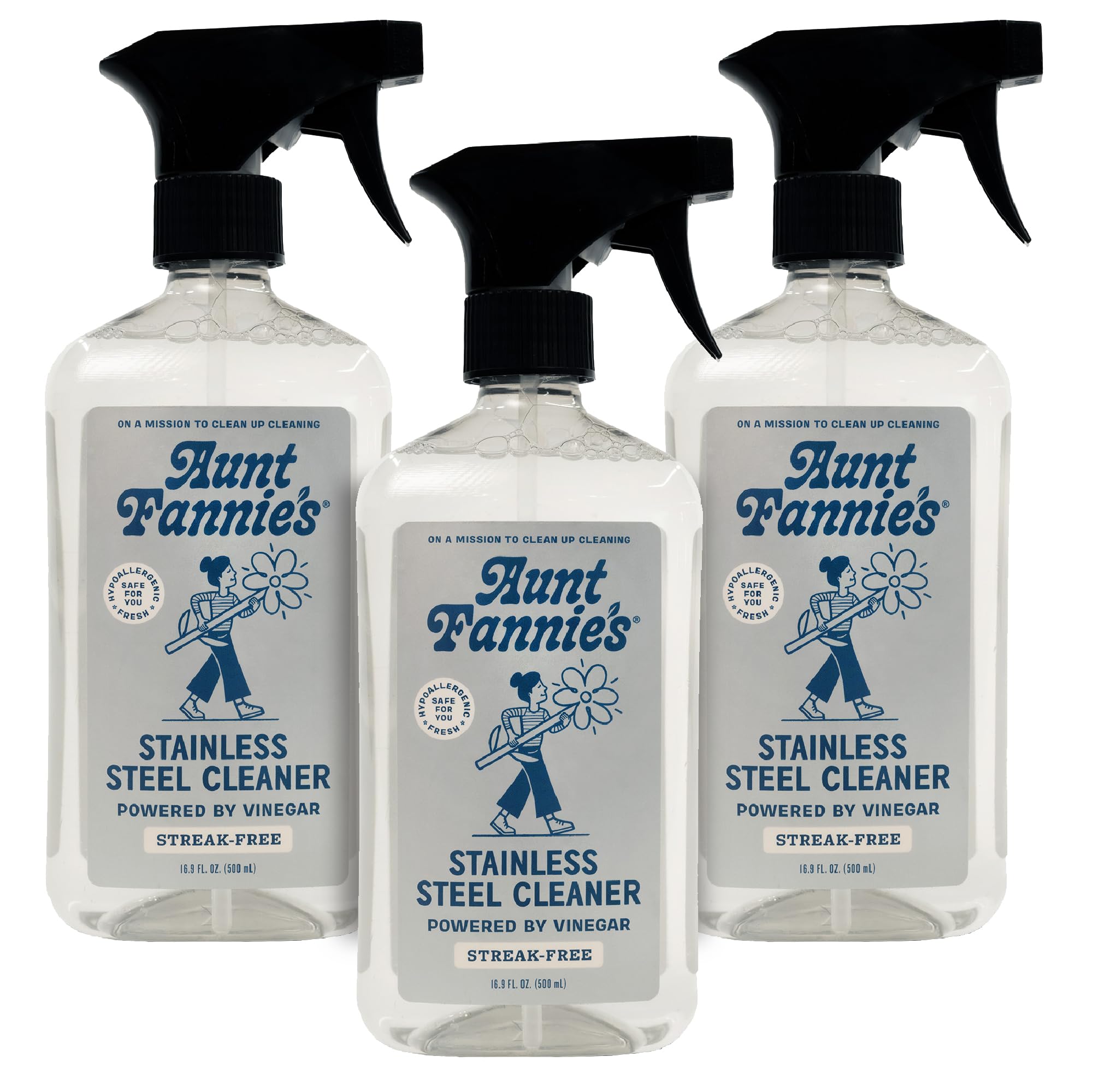 Aunt Fannie's Stainless Steel Spray Cleaner, Powered by Vinegar, Fingerprint and Residue Remover for Refrigerator, Dishwasher, Oven, Grill, Sink