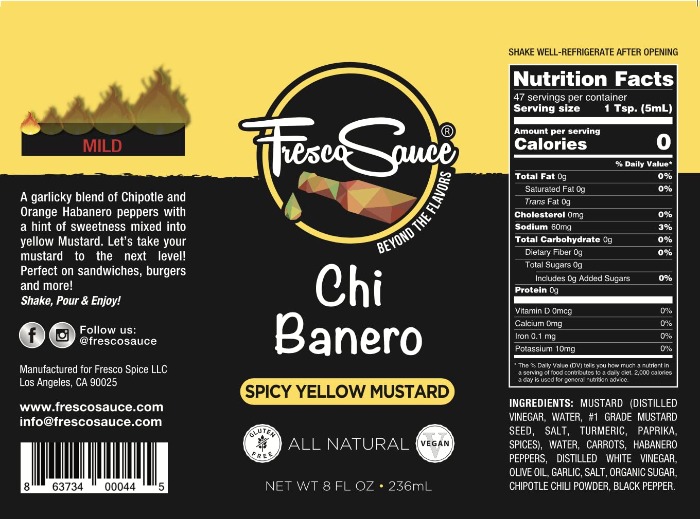 Hot Sauce & Mustard Bundel by Fresco Sauce 2 pack - Flavorful - All Natural- Vegan - Gluten Free - 5 fl oz … (Habanero Duet 2 Pack)