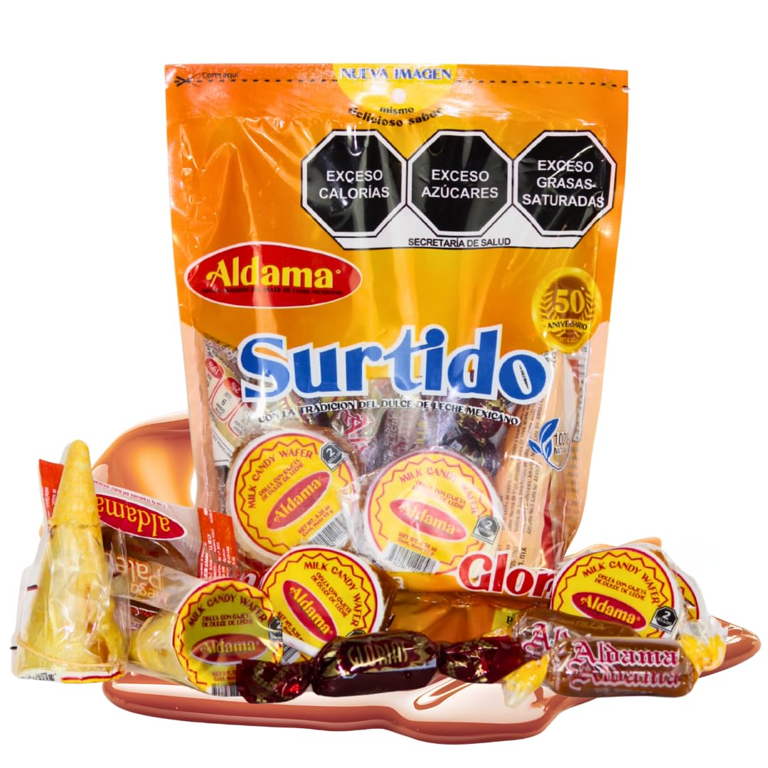 ALDAMA Megasurtido Bag (12-Count) - Assorted Mexican Candy | Wafer, Caramel & Chewy Traditional Sweets | Authentic Latin Flavor Variety Pack