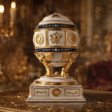 BestPysanky Red Cross on White Enamel Royal Inspired Imperial Easter Egg