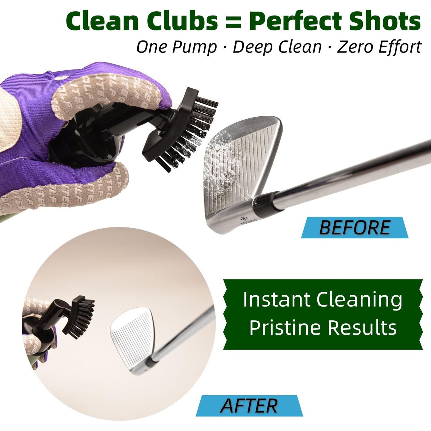 Pro Golf Brush, Golf Club Cleaner, 5oz Water Bottle Club Cleaner for Golf Bag with Magnetic Clip and Precision Ball Marker, Golf Accessories for Men