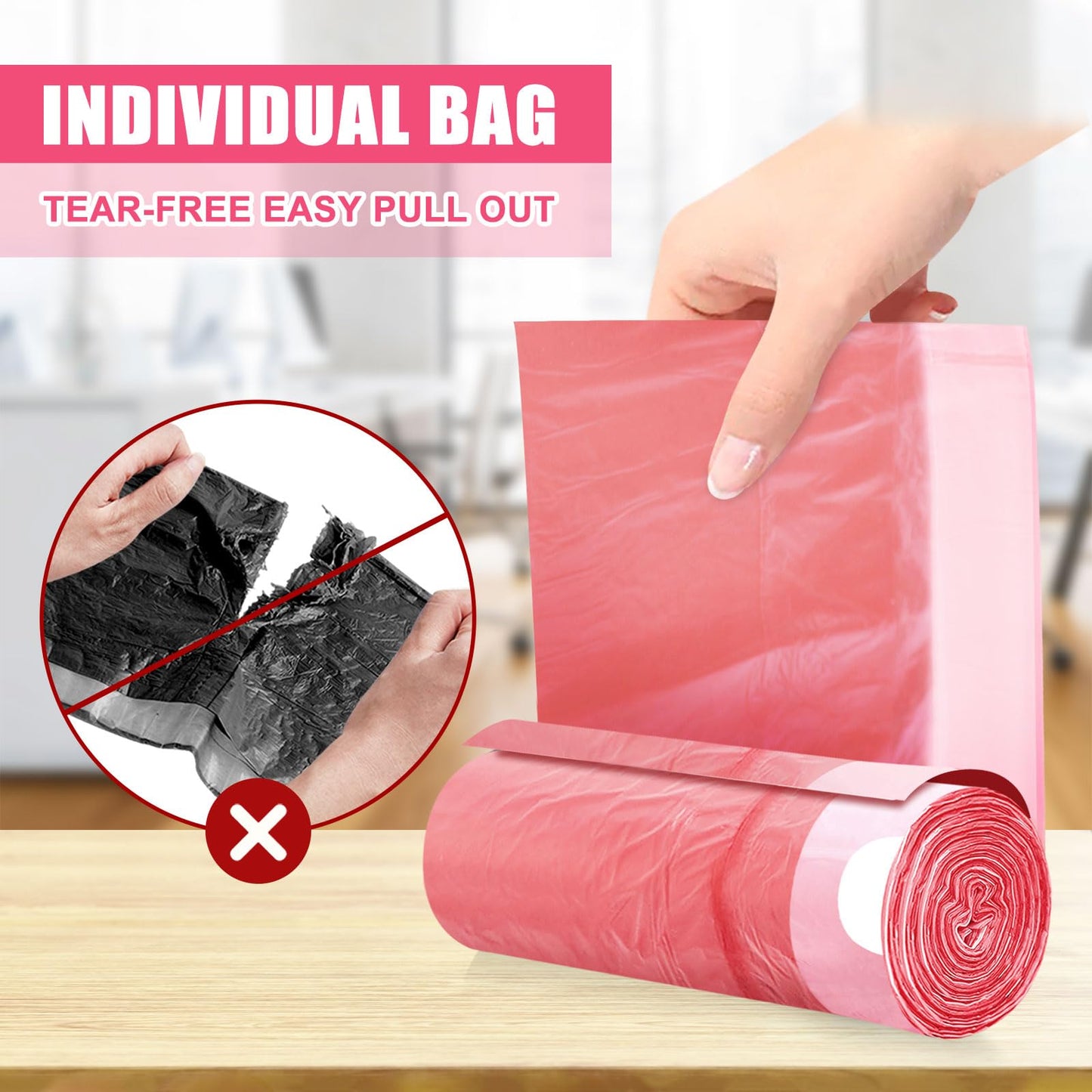 4 Gallon Trash Bags Drawstring 100 Count, JUKFITA Extra Strong Small Garbage Bags, Unscented Trash Can Liners for Bathroom Restroom Office Kitchen