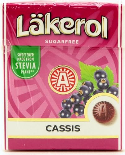 12 Pack Läkerol Cassis Black Current Sugar Free Pastilles 0.8-ounce Packages