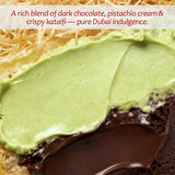 Dubai Dark Chocolate Spread 9.7 oz Jar with Pistachio Cream, Crispy Kataifi