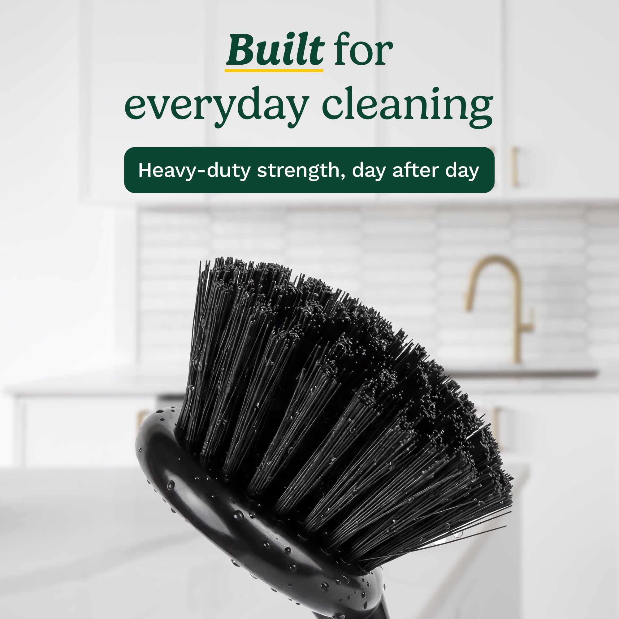 Cuisinart Dish Brush with Handle 2 Pack - Kitchen Scrub Brush for Dishes, Pots & Pans, Non-Scratch Dish Scrubber, Firm Bristles for Sink & Cookware