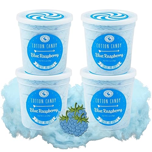 CHOCOLATE STORYBOOK Cotton Candy Party Pack - Unique Idea for Holidays, Birthdays, Gag Gifts, Favors (Blue Raspberry, 1 oz each, 4-Pack)