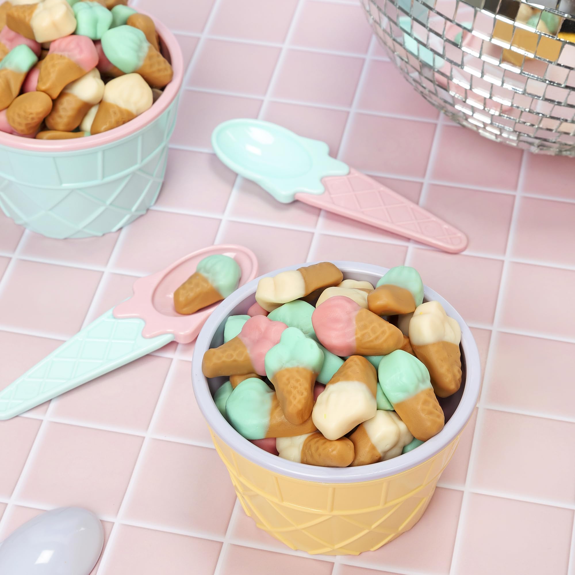 Kervan Candy Bebeto Ice Cream Gummies - Fruity, Soft & Sweet Gummy Candy Bulk for Kids, Gift Snacks and Parties - Small, Gluten Free Ice Cream Cones