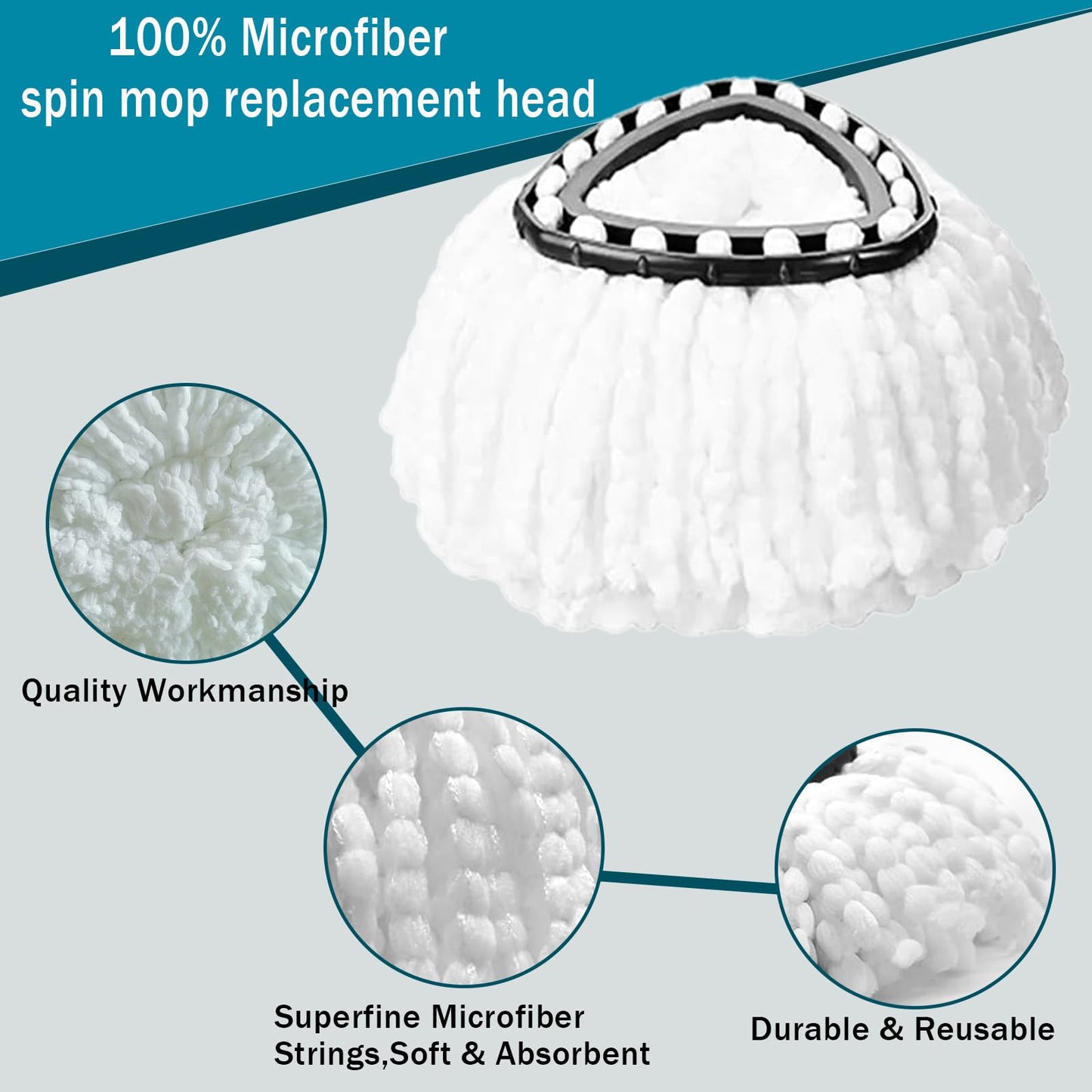 8-Pack Mop Heads Replacements for Ocedar EasyWring 1 Tank,Microfiber Spin Mop Refills, Deep Cleaning, Easy to Replace, Machine Washable