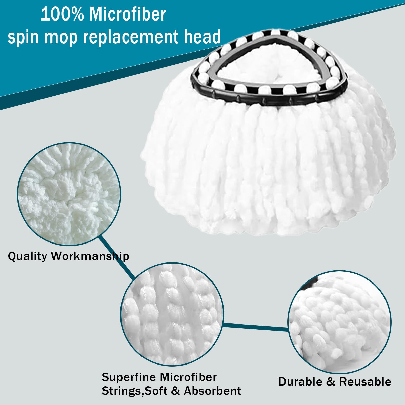 8-Pack Mop Heads Replacements for Ocedar EasyWring 1 Tank,Microfiber Spin Mop Refills, Deep Cleaning, Easy to Replace, Machine Washable