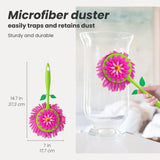 Vigar Flower Power Microfiber Duster with Non-Slip Handle - Washable Reusable Duster Head, Dust Cloth for Cleaning Furniture and Delicate Surfaces