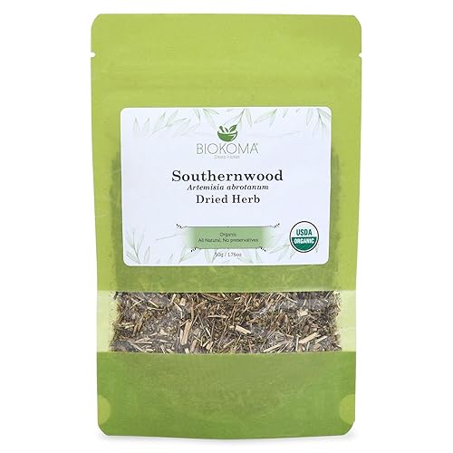 Biokoma Organic Southernwood Dried Herb 50g 1.76oz Loose Artemisia abrotanum Digestive Calming Botanical Insect Repellent USDA Organic Herbal Tea