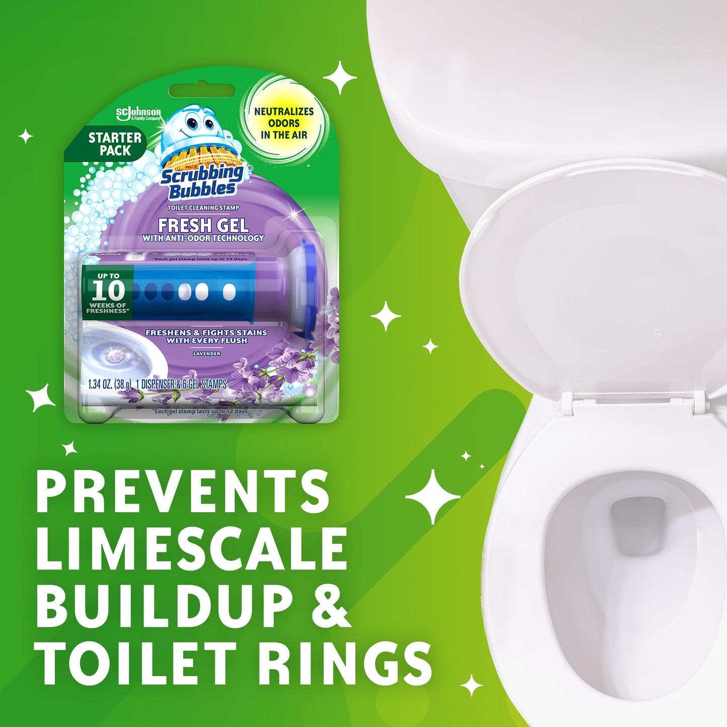 Scrubbing Bubbles Toilet Cleaning Gel Glade Lavender Meadow, 1.34 Ounce Pack of 2