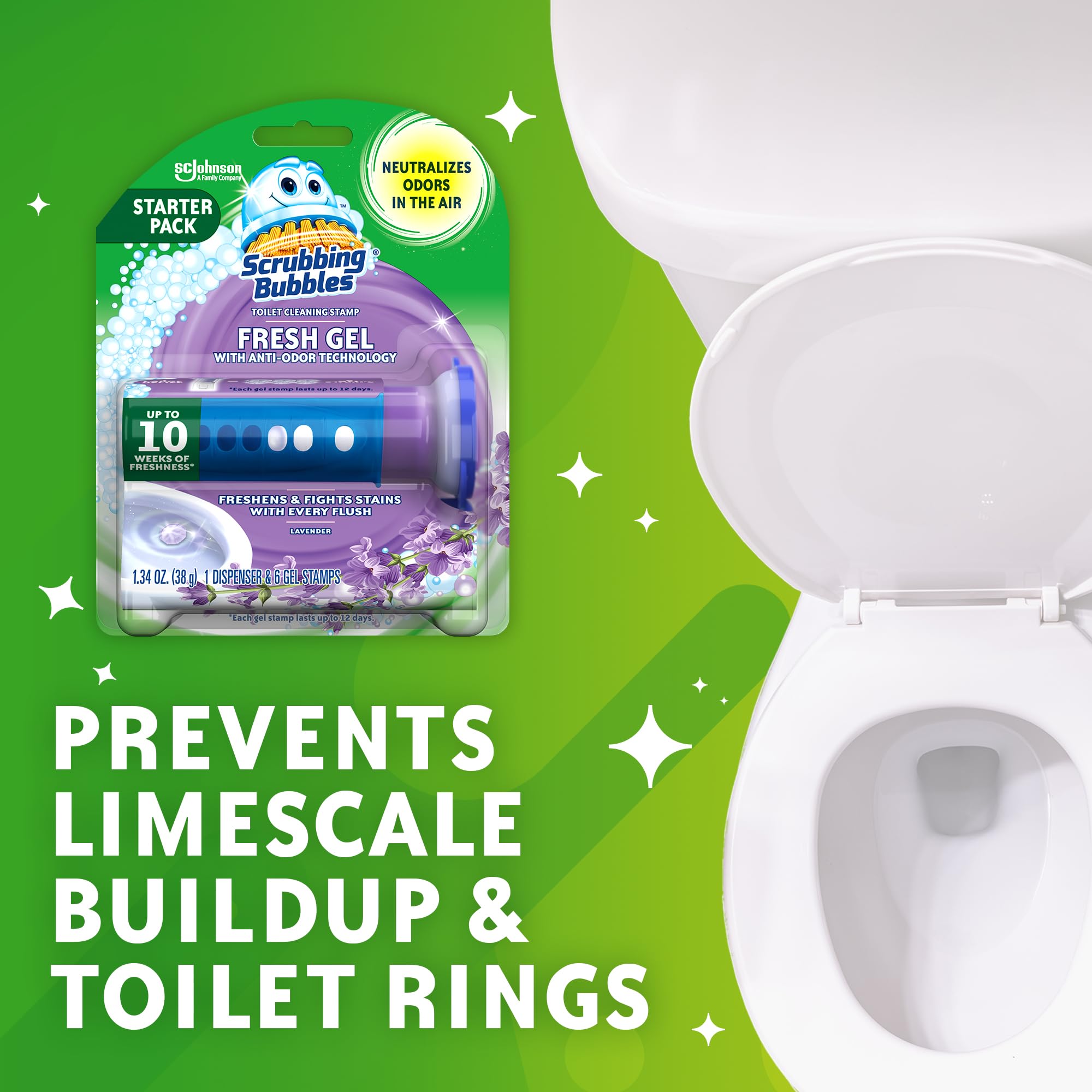 Scrubbing Bubbles Toilet Cleaning Gel Glade Lavender Meadow, 1.34 Ounce Pack of 2