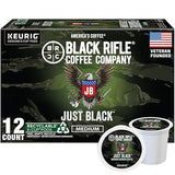 Black Rifle Coffee Company Just Black, 12 Count, Medium Roast K Cups - Single Serve K Cups Coffee Pods - Kcup Pods Compatible with Keurig 1.0 & 2.0