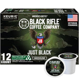 Black Rifle Coffee Company Just Black, 12 Count, Medium Roast K Cups - Single Serve K Cups Coffee Pods - Kcup Pods Compatible with Keurig 1.0 & 2.0