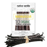 10 Organic Madagascar Vanilla Beans - Gourmet Grade A Premium Vanilla Pods - For Vanilla Extract & Baking - For Cooking, Desserts & More - 100% Vegan