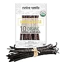 10 Organic Madagascar Vanilla Beans - Gourmet Grade A Premium Vanilla Pods - For Vanilla Extract & Baking - For Cooking, Desserts & More - 100% Vegan