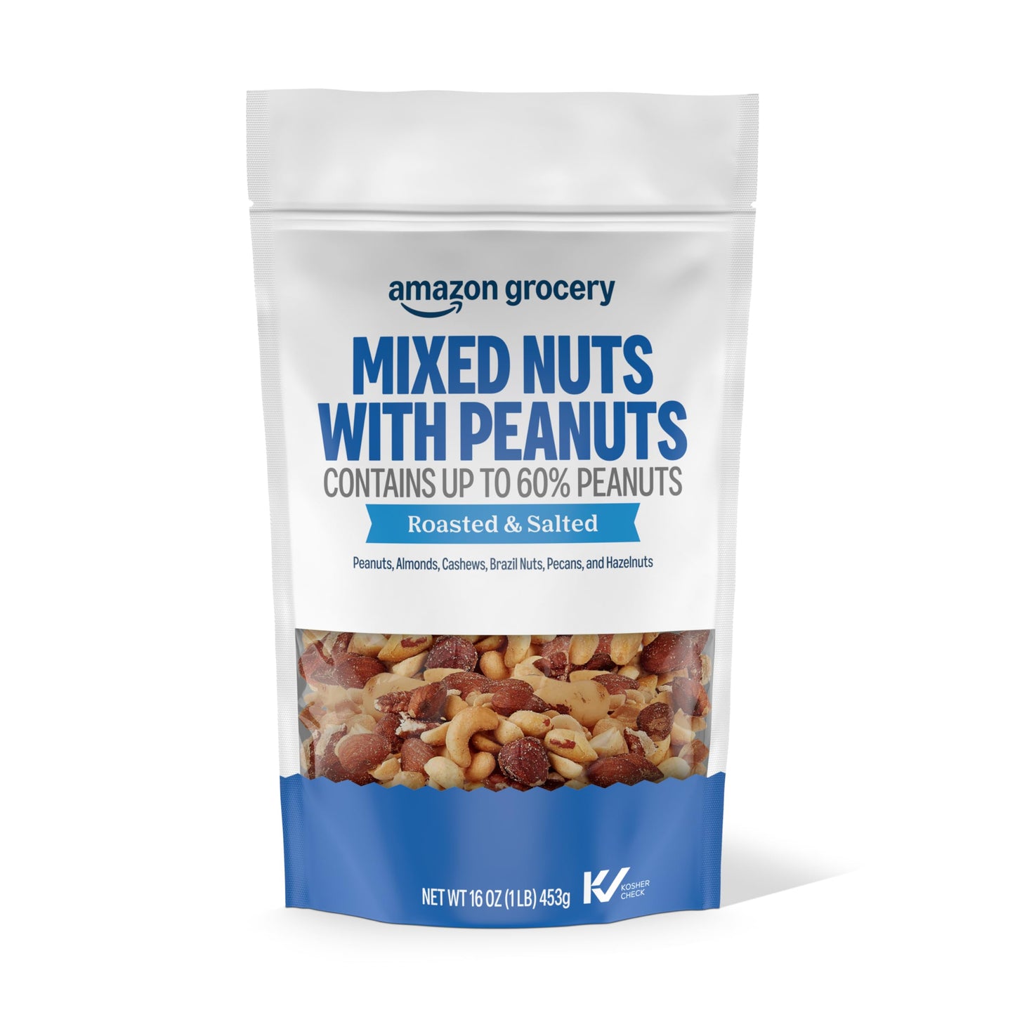 Amazon Grocery, Mixed Nuts with Peanuts, Roasted & Salted, 16 Oz (Previously Happy Belly, Packaging May Vary)