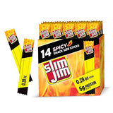 Slim Jim Smoked Meat Sticks, Spicy Flavor, 6g Protein Per Serving, Snack Size, 0.28 oz. (14 Count)