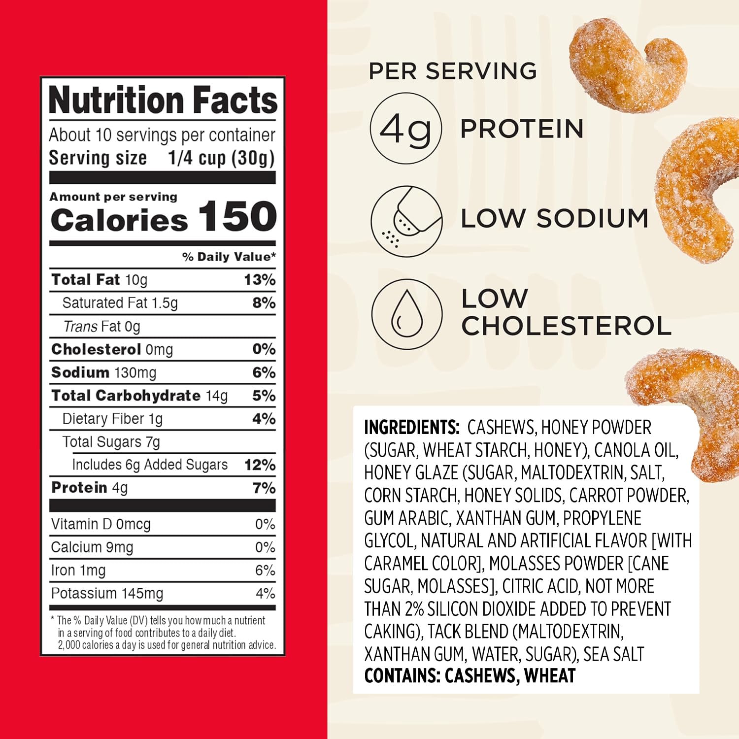 Snak Club Bags Honey Cashews, Crunchy, Glazed, Gluten-Free, Family Size, 10.5 Ounce