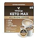 VitaCup Keto Max Dark Roast Coffee Pods, Ketosis & Energy, Butter, MCT Oil, Turmeric, B Vitamins, D3, All-In-One Keto Single Serve Pod Compatible