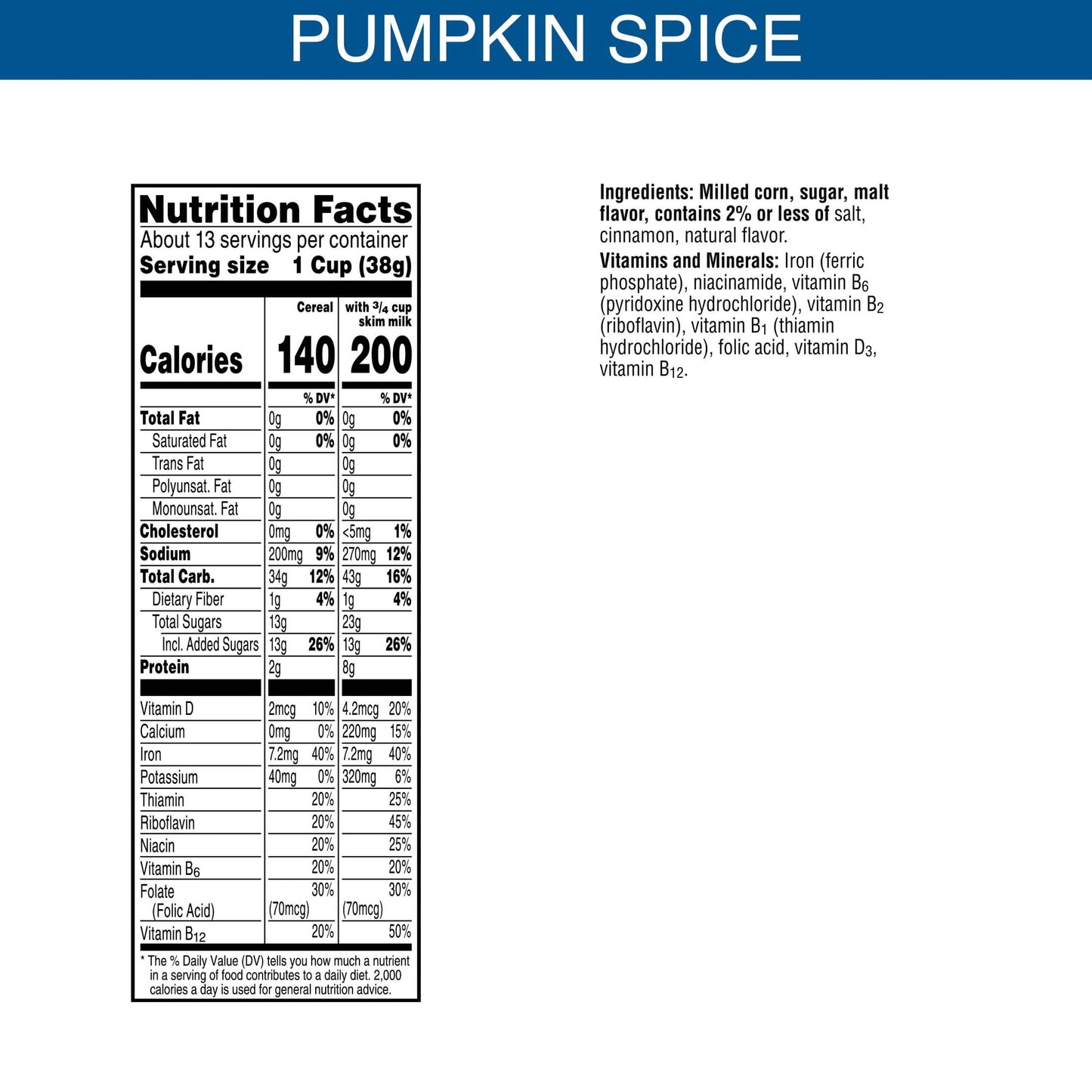Frosted Flakes Cold Breakfast Cereal, 7 Vitamins and Minerals, Limited Edition, Family Size, Pumpkin Spice, 17.1oz Box (1 Box)