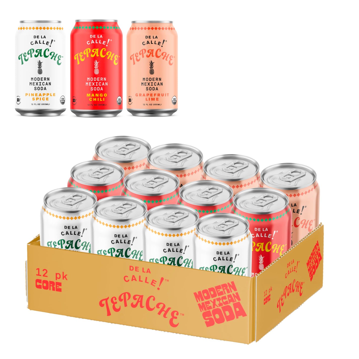 De La Calle Tepache - Core Variety Pack - Modern Mexican Soda - Craft Fermented Pineapple Sparkling Beverage - Certified Organic, Non-Alcoholic