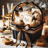 Thank You Cookies Gold Black Elegant Classy Appreciation Treats Party Favors Gift Basket for Teachers Employees Nurses | 24 Pack Individually Wrapped