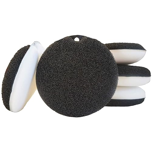 Kitchen Dish Washing Round Flexible Loofah Scrub Sponge Economical Non-Scratch Fast Foaming Cleans Tough Stains No Odor Oil Absorbing - Pack of 5