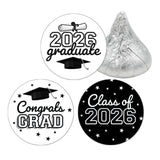 DISTINCTIVS Black White Class of 2026 Graduation Kiss Stickers, 216 Count