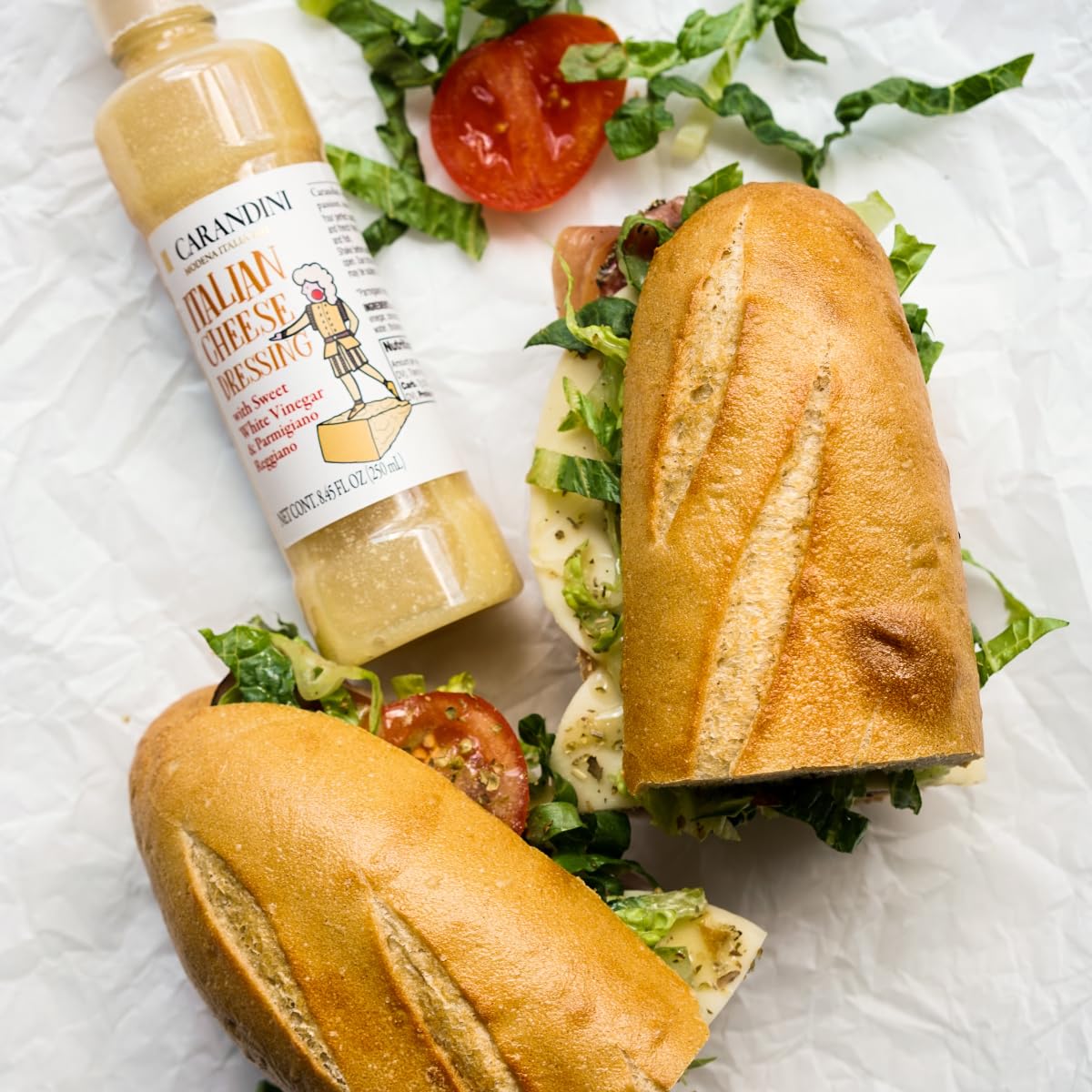 Carandini Italian Cheese Dressing with Sweet White Vinegar & Parmigiano Reggiano DOP - Gourmet, Gluten-Free, Light & Creamy, Sweet & Tangy Flavor