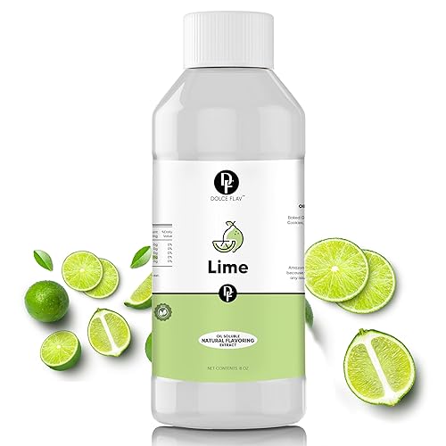 Dolce Flav Natural Lime Extract - 8 Ounce Oil-Soluble Kosher, Sugar-Free, Concentrated Citrus Lime Flavor for Candy, Chocolates & Desserts