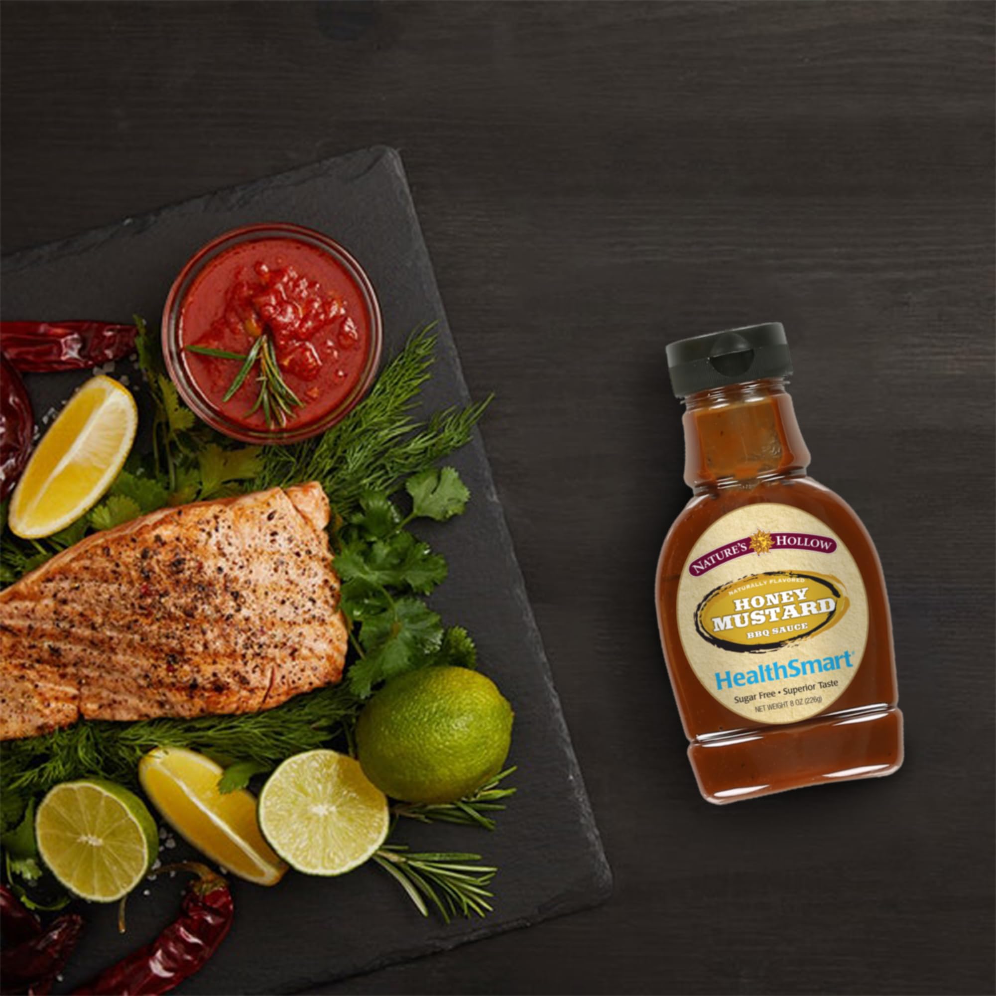 Nature's Hollow HEALTHSMART Honey Mustard BBQ Sauce - Low Calorie, Low Carb, Gluten Free, Keto, and Sugar Free BBQ Sauce, Barbecue Sauce Enhances