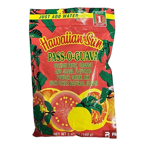 Hawaiian Sun Pass-O-Guava Powder Drink Mix: A Tropical Guava Escape in Every Sip - 4.4 Oz (pack of 5)